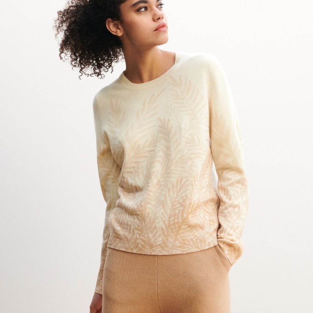 Eric Bompard 100% Cashmere Sweater in ecru leaves (40/L)